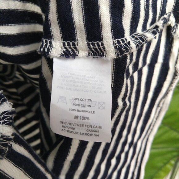 J Crew Racerback Striped Tank Dress Size XS Navy Blue White Slub Knit Sleeveless - Picture 5 of 7